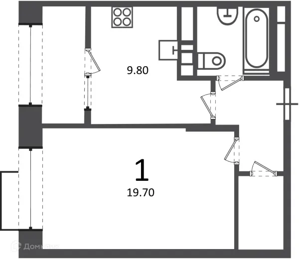 Планировка 1 комн. в Клинская ул., д. 2А (Московские кварталы)