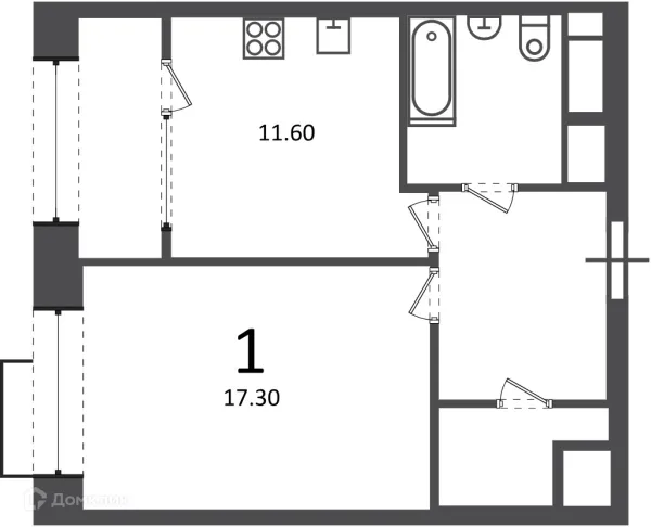 Планировка 1 комн. в Клинская ул., д. 2А (Московские кварталы)