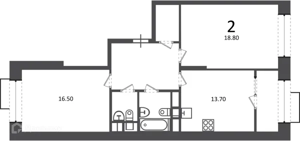 Планировка 2 комн. в Клинская ул., д. 2А (Московские кварталы)