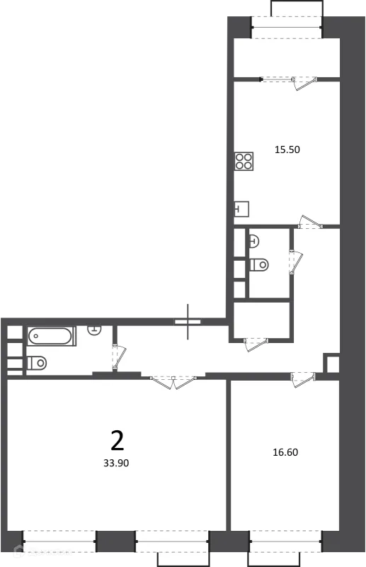 Планировка 2 комн. в Клинская ул., д. 2А (Московские кварталы)