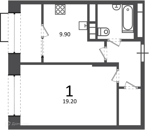 Планировка 1 комн. в Клинская ул., д. 2А (Московские кварталы)