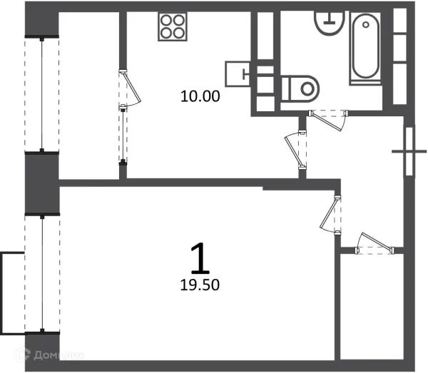 Планировка 1 комн. в Клинская ул., д. 2А (Московские кварталы)