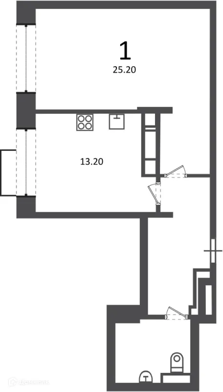 Планировка 1 комн. в Клинская ул., д. 2А (Московские кварталы)
