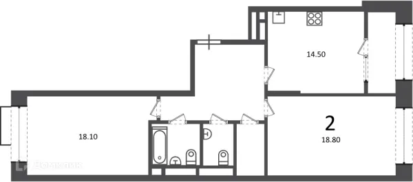 Планировка 2 комн. в Клинская ул., д. 2А (Московские кварталы)