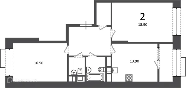Планировка 2 комн. в Клинская ул., д. 2А (Московские кварталы)