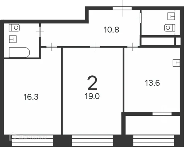Планировка 2 комн. в Клинская ул., д. 2А (Московские кварталы)