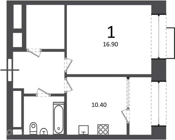 Планировка 1 комн. в Клинская ул., д. 2А (Московские кварталы)