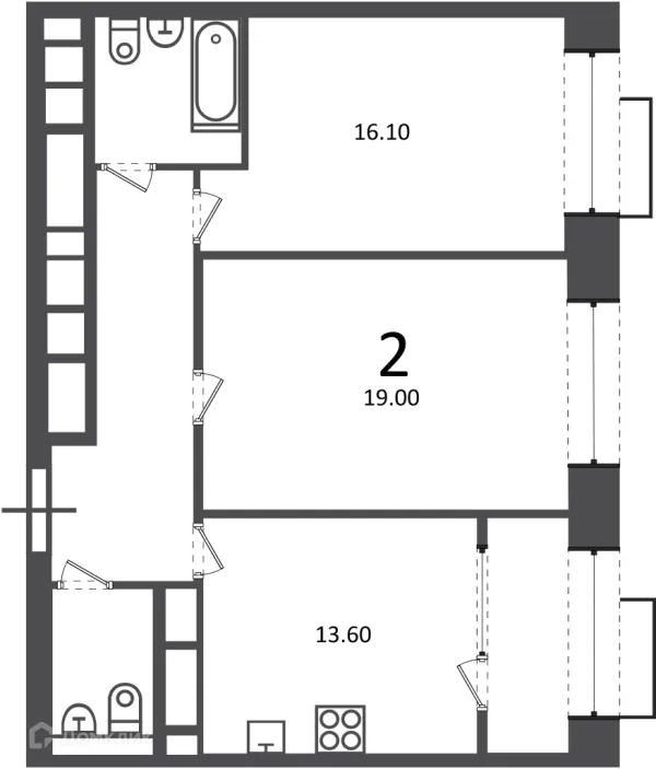 Планировка 2 комн. в Клинская ул., д. 2А (Московские кварталы)