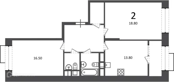 Планировка 2 комн. в Клинская ул., д. 2А (Московские кварталы)