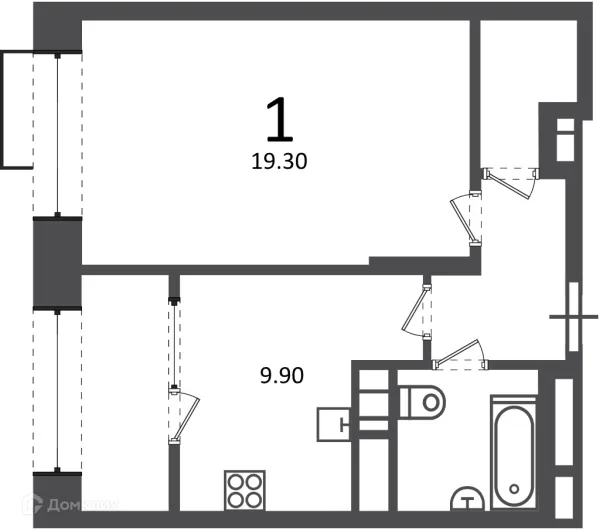 Планировка 1 комн. в Клинская ул., д. 2А (Московские кварталы)