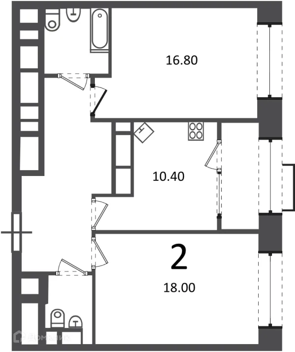 Планировка 2 комн. в Клинская ул., д. 2А (Московские кварталы)