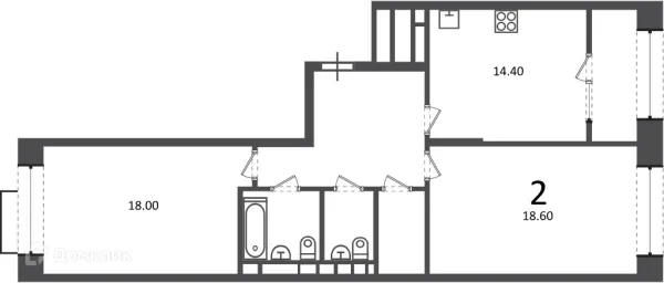 Планировка 2 комн. в Клинская ул., д. 2А (Московские кварталы)