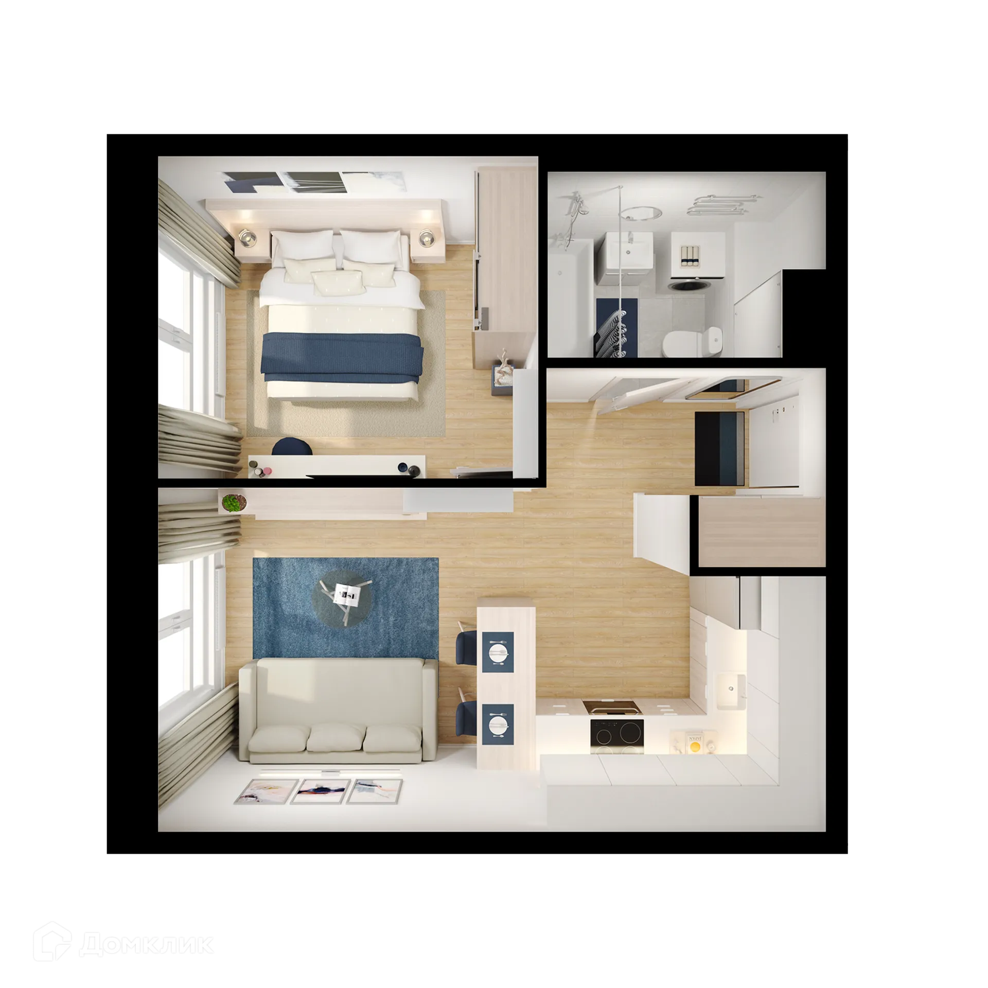 Планировка 1-комнатной квартиры 35.8 м² в ЖК Люблинский парк, г. Москва — фото 2