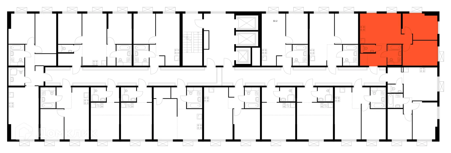 Планировка 2-комнатной квартиры 53.6 м² в ЖК Люблинский парк, г. Москва — фото 3