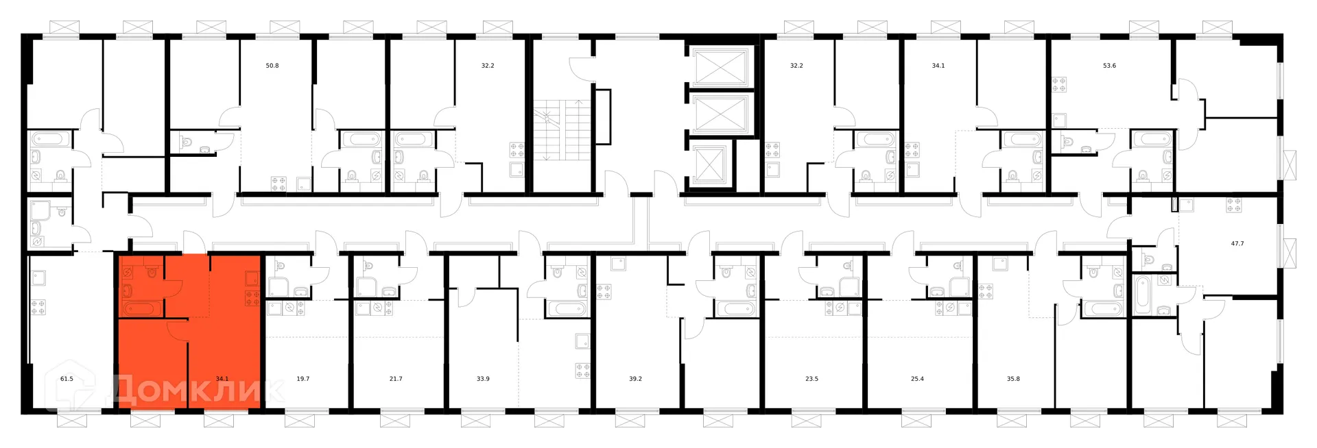 Планировка 1-комнатной квартиры 34.1 м² в ЖК Люблинский парк, г. Москва — фото 3