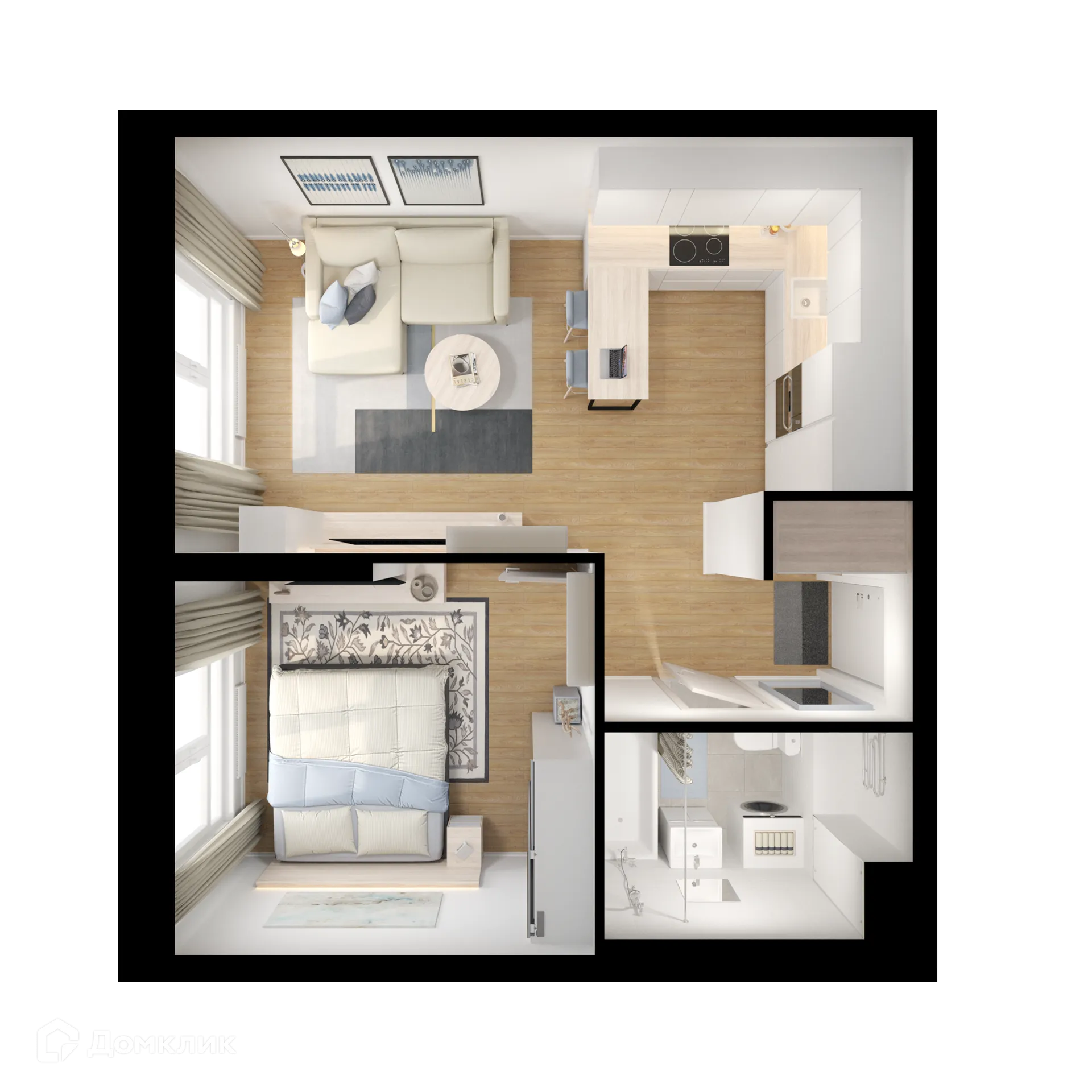 Планировка 1-комнатной квартиры 39.2 м² в ЖК Люблинский парк, г. Москва — фото 2