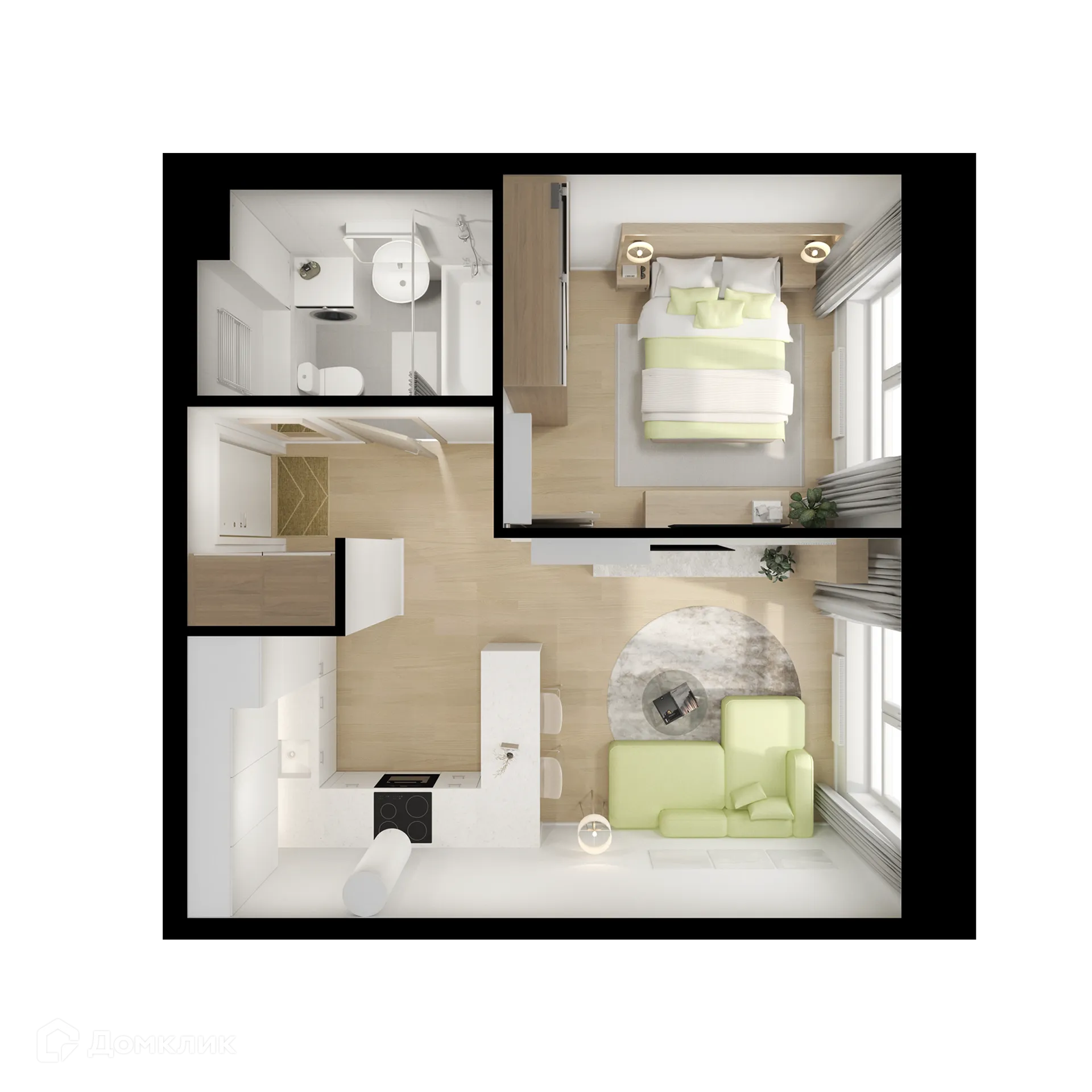 Планировка 1-комнатной квартиры 35.7 м² в ЖК Люблинский парк, г. Москва — фото 2