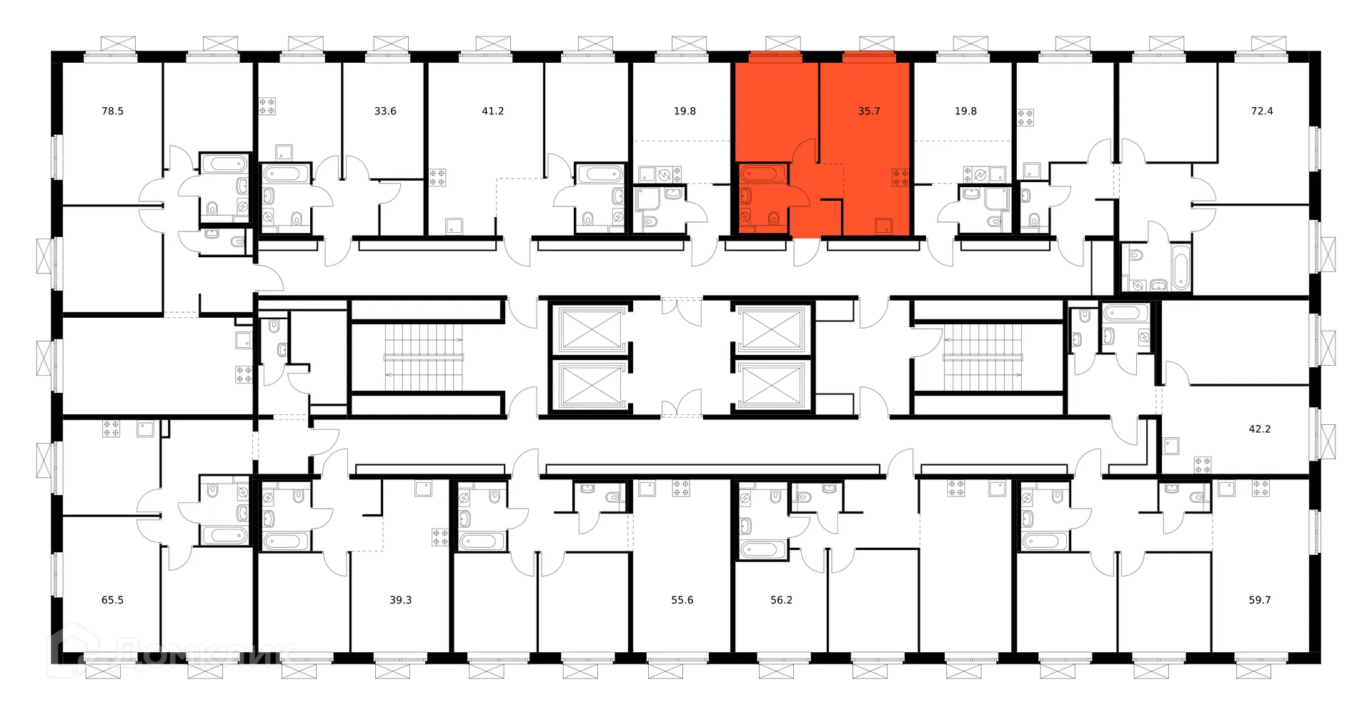 Планировка 1-комнатной квартиры 35.7 м² в ЖК Люблинский парк, г. Москва — фото 3