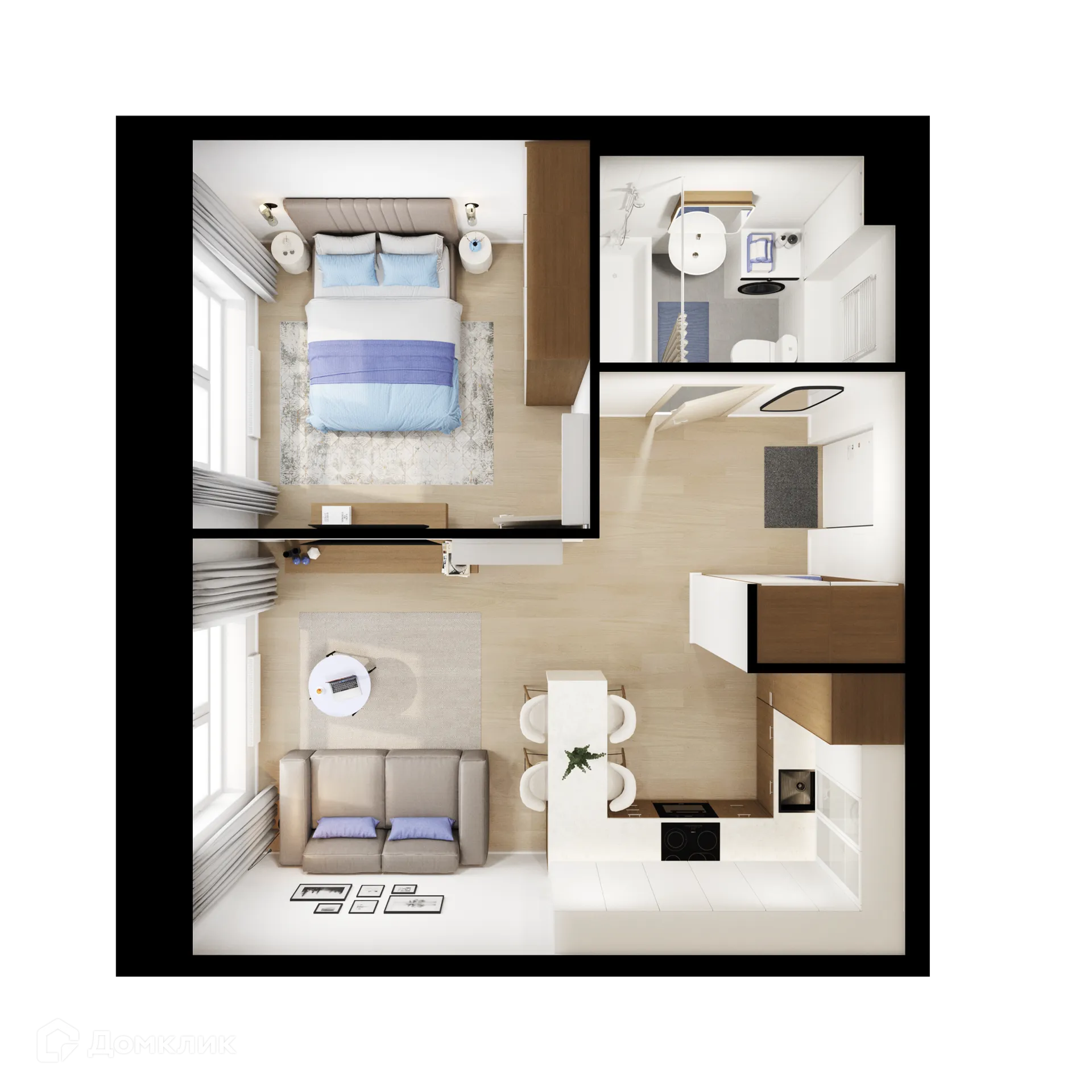 Планировка 1-комнатной квартиры 39.3 м² в ЖК Люблинский парк, г. Москва — фото 2