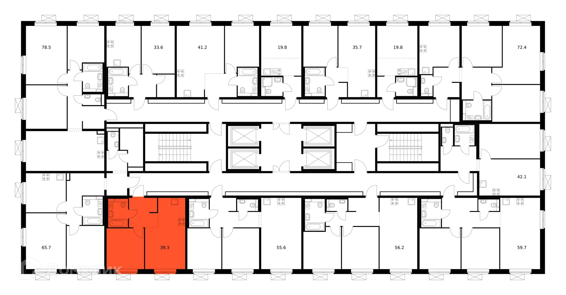 Планировка 1-комнатной квартиры 39.3 м² в ЖК Люблинский парк, г. Москва — фото 3