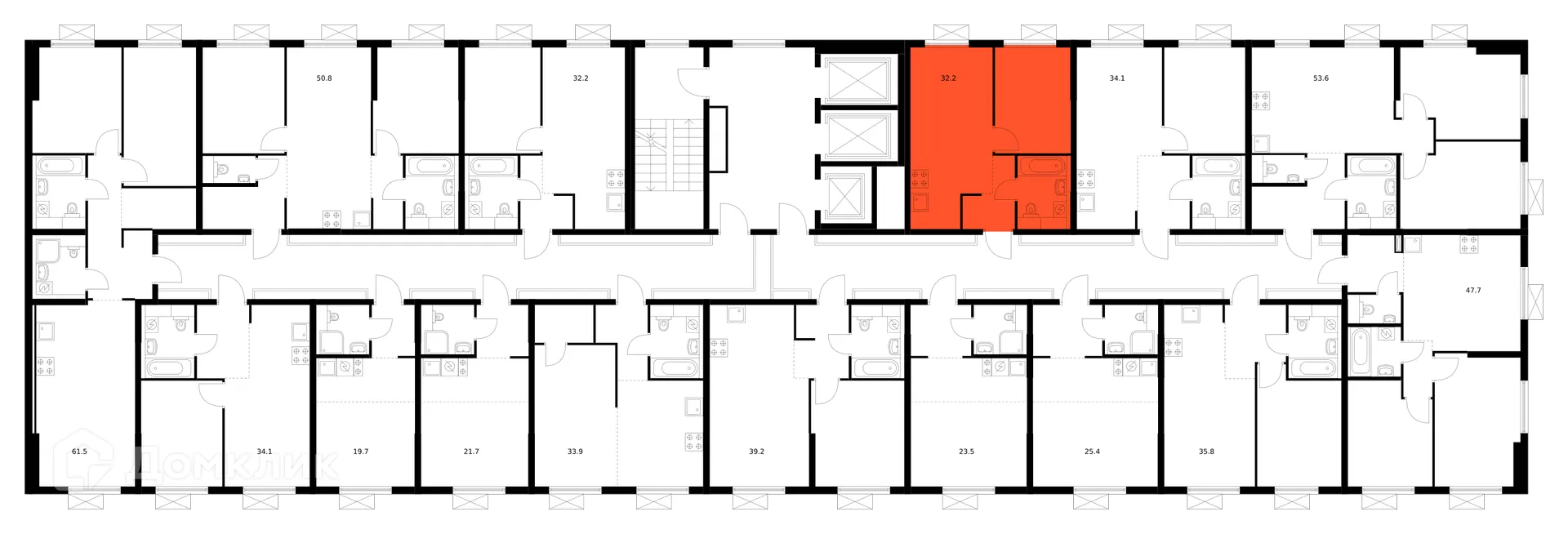 Планировка 1-комнатной квартиры 32.2 м² в ЖК Люблинский парк, г. Москва — фото 3