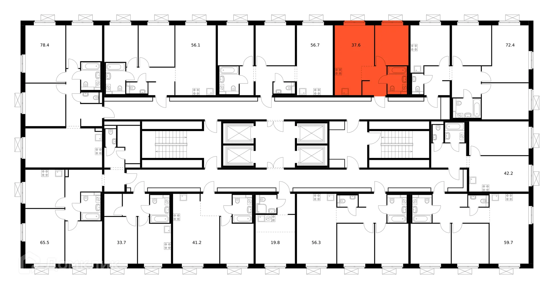 Планировка 1-комнатной квартиры 37.6 м² в ЖК Люблинский парк, г. Москва — фото 3