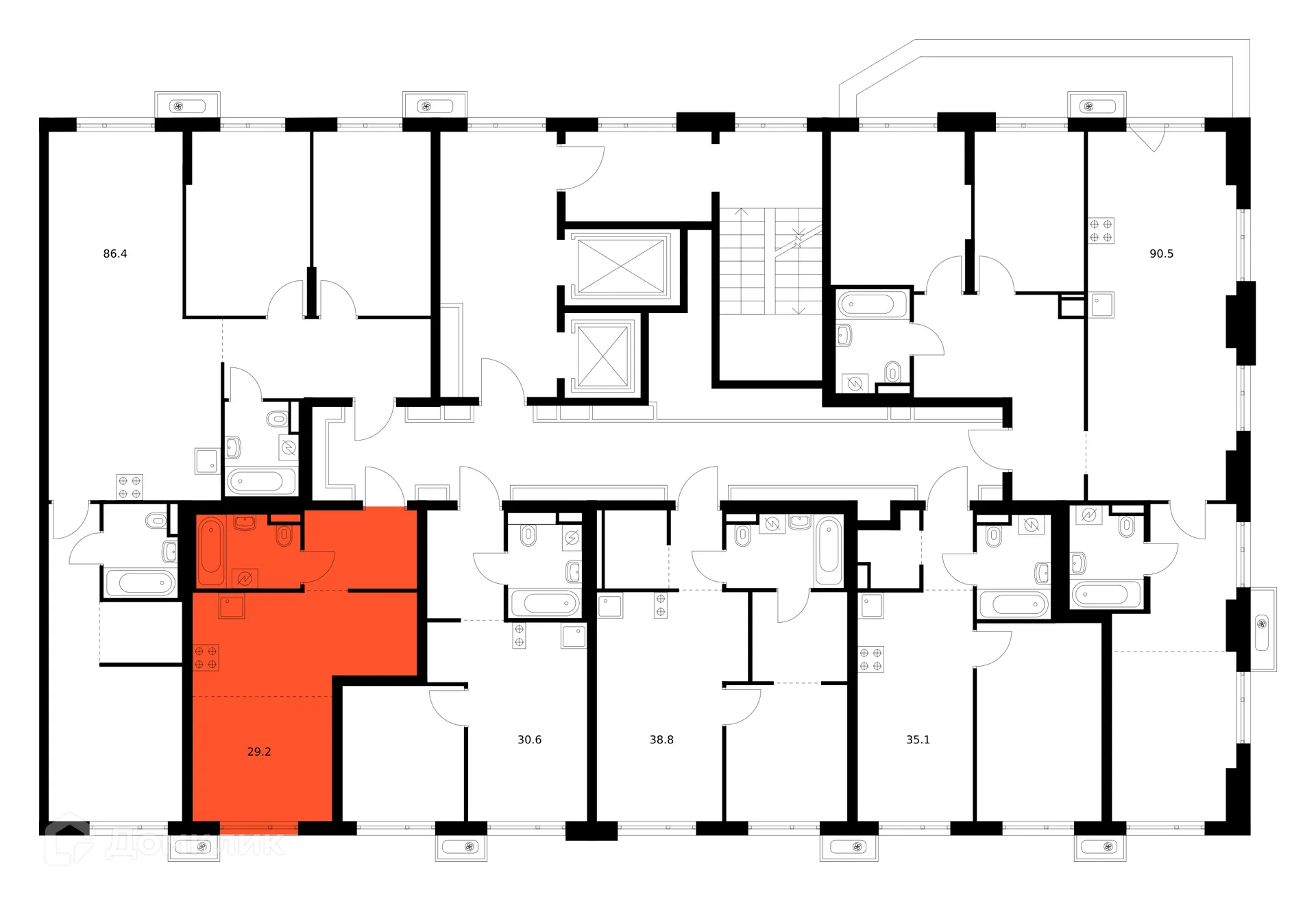 Планировка студии квартиры 29.2 м² в ЖК Зелёный парк, г. Москва — фото 2