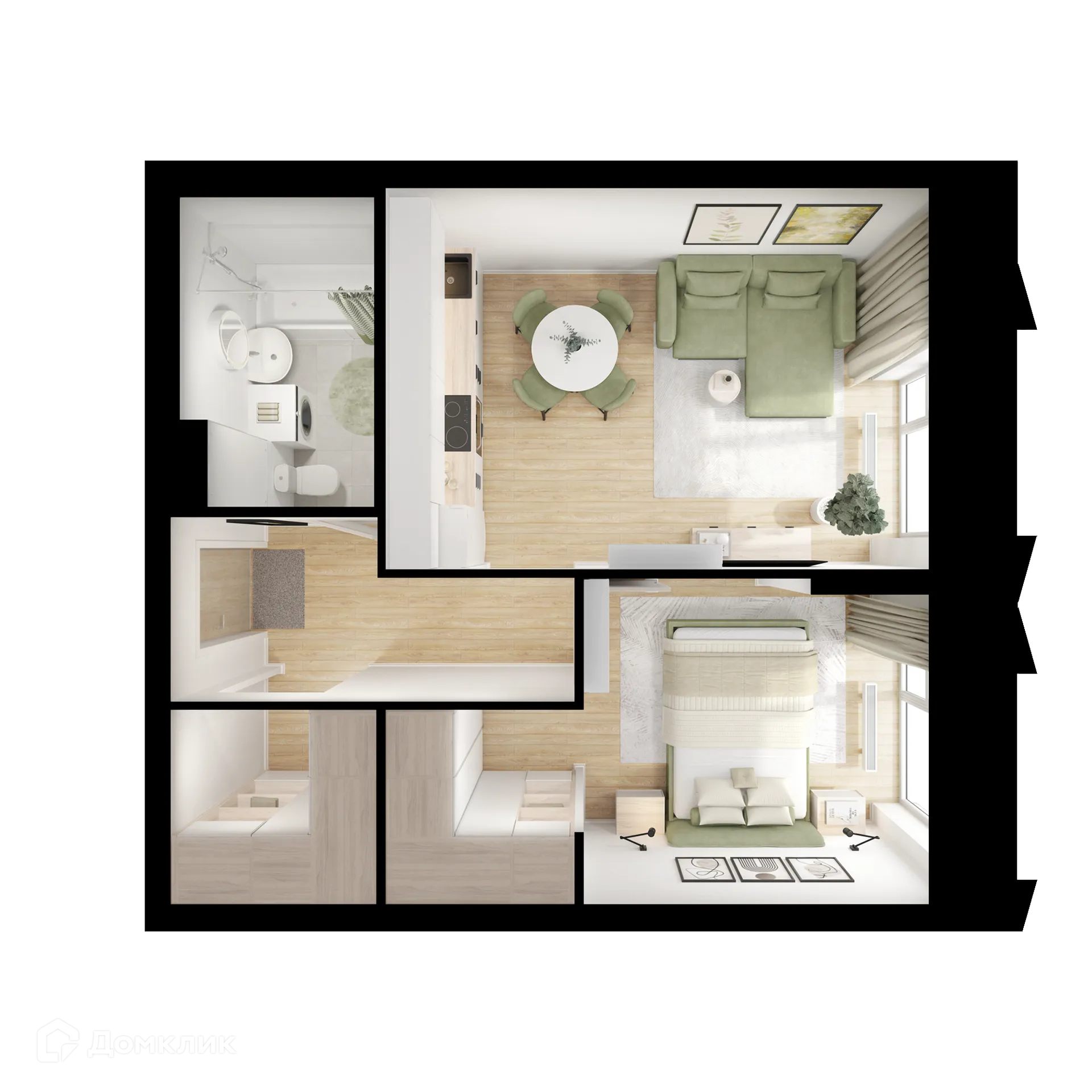 Планировка 1-комнатной квартиры 40.8 м² в ЖК Зелёный парк, г. Москва — фото 2