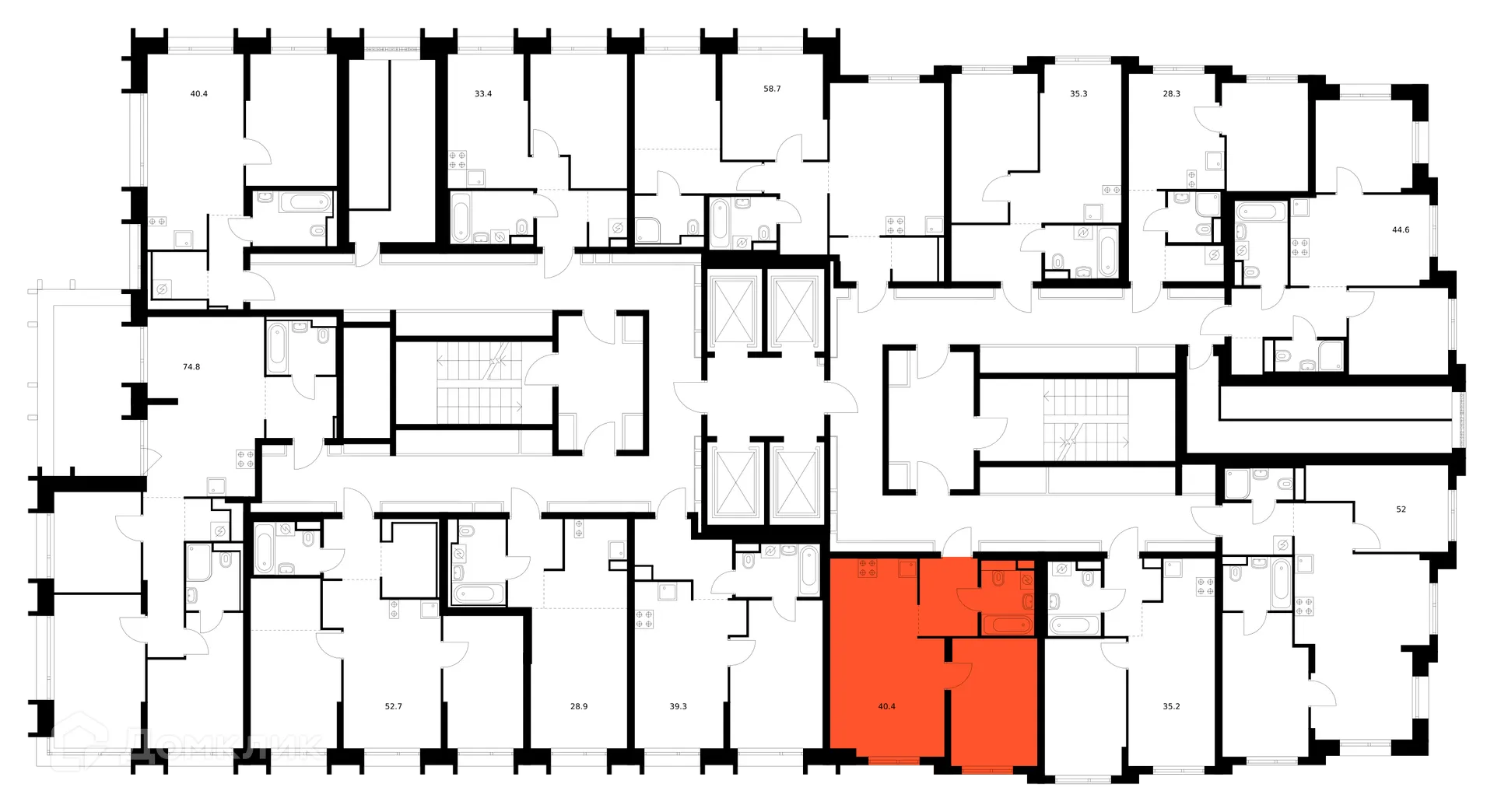 Планировка 1-комнатной квартиры 40.4 м² в ЖК Зелёный парк, г. Москва — фото 2