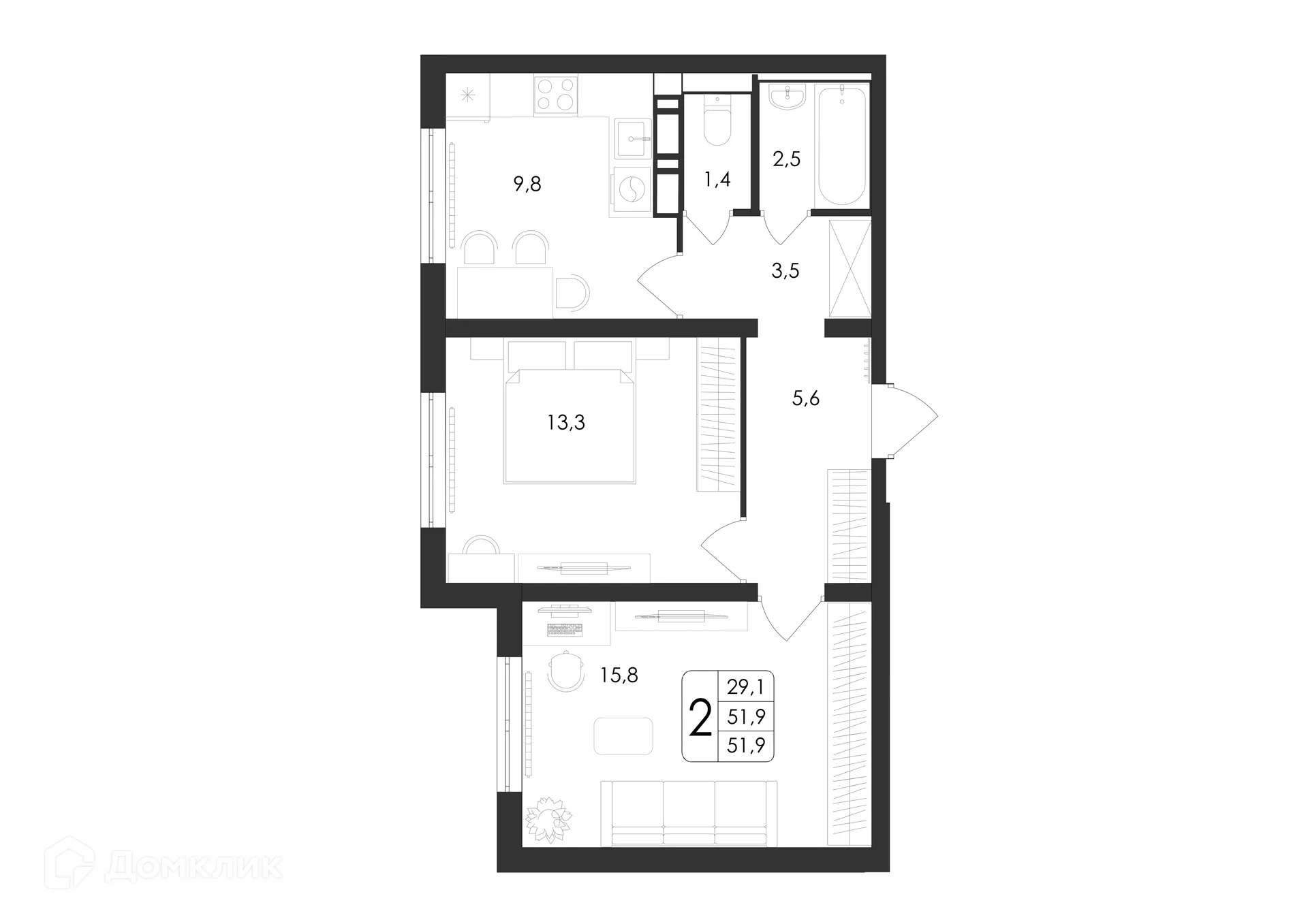 Фото квартиры в ЖК Яблоневые сады