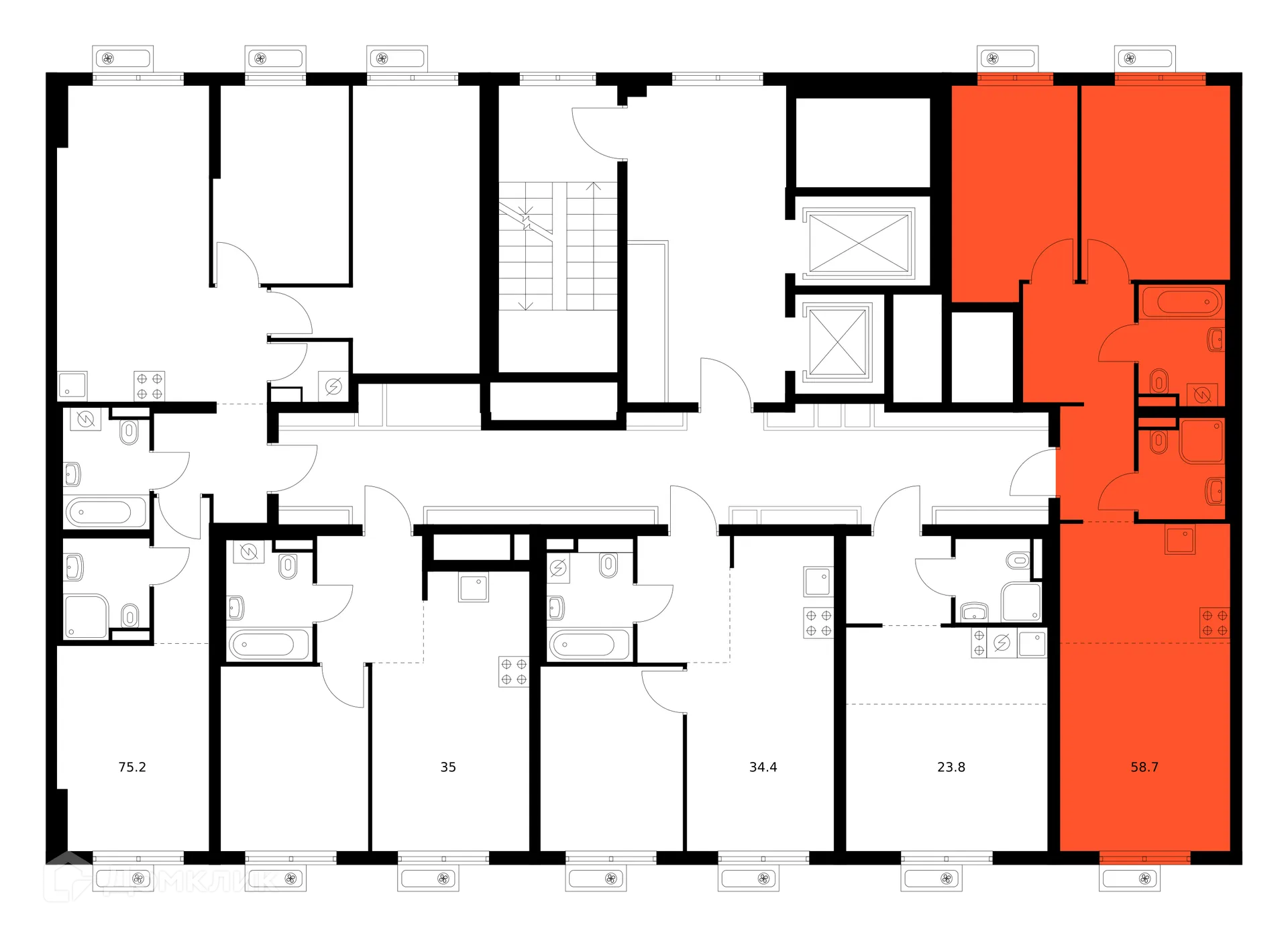 Планировка 2-комнатной квартиры 58.7 м² в «Митинский лес», г. Москва — фото 2