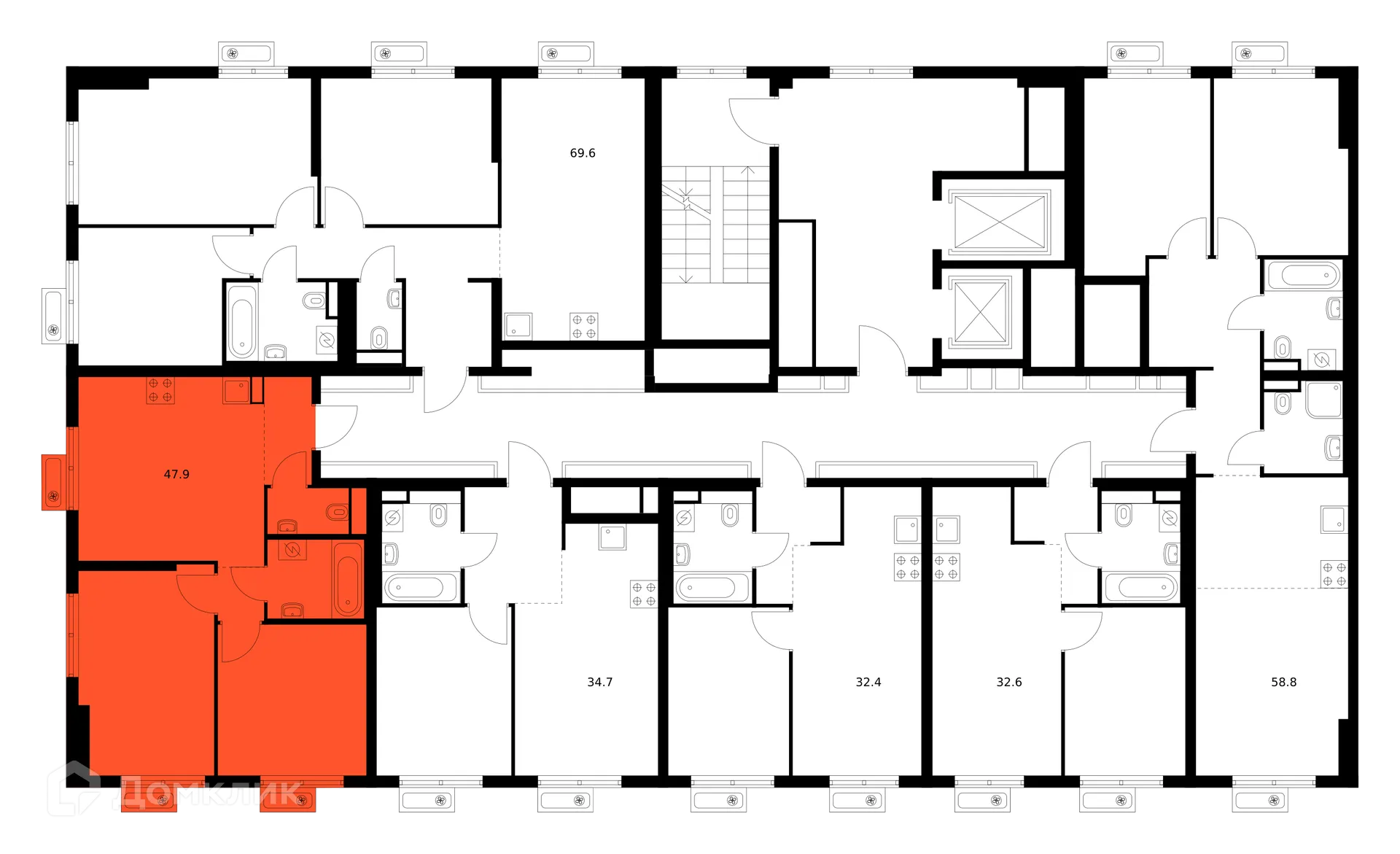 Планировка 2-комнатной квартиры 47.9 м² в «Митинский лес», г. Москва — фото 2