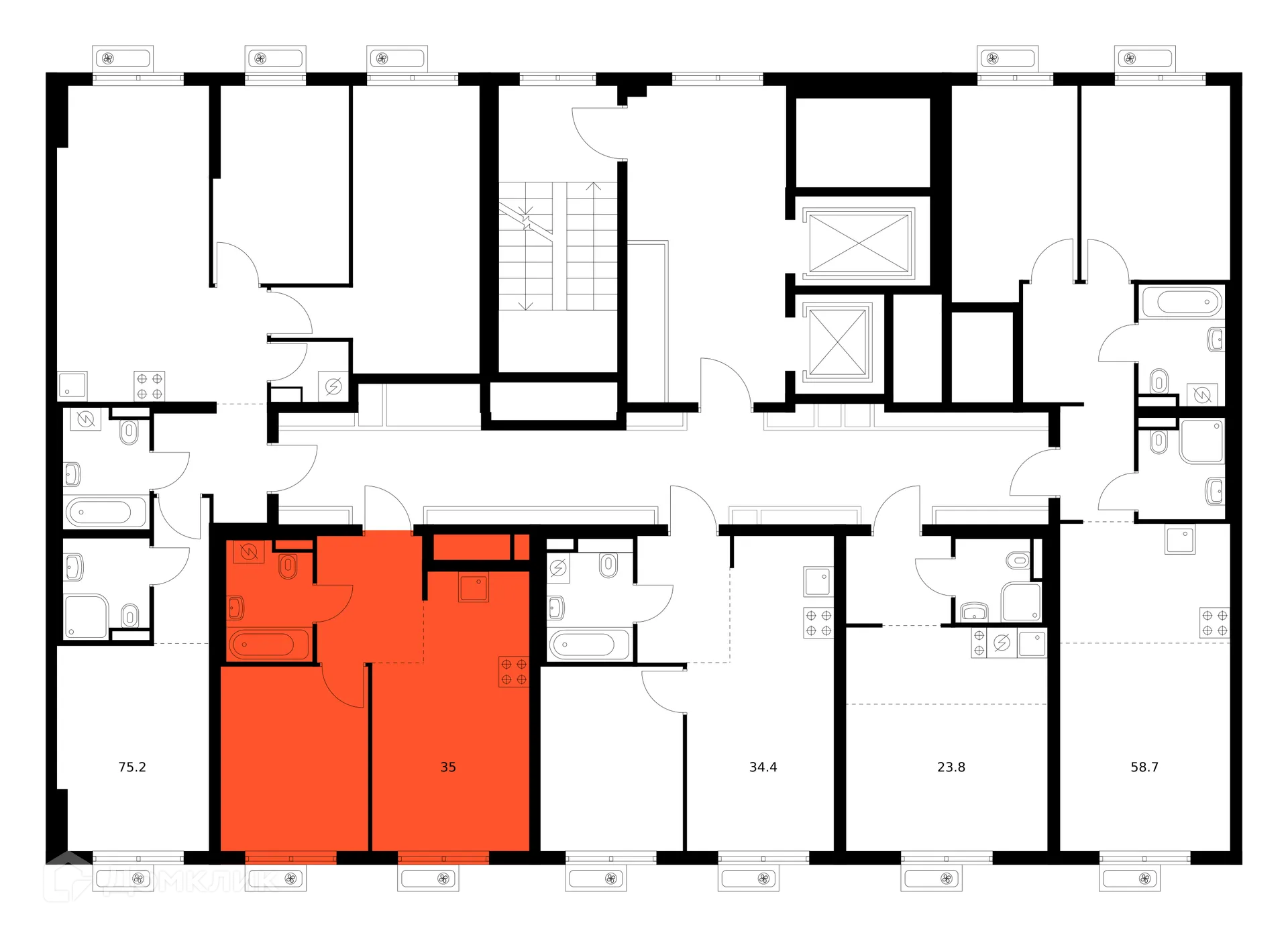 Планировка 1-комнатной квартиры 35 м² в «Митинский лес», г. Москва — фото 2