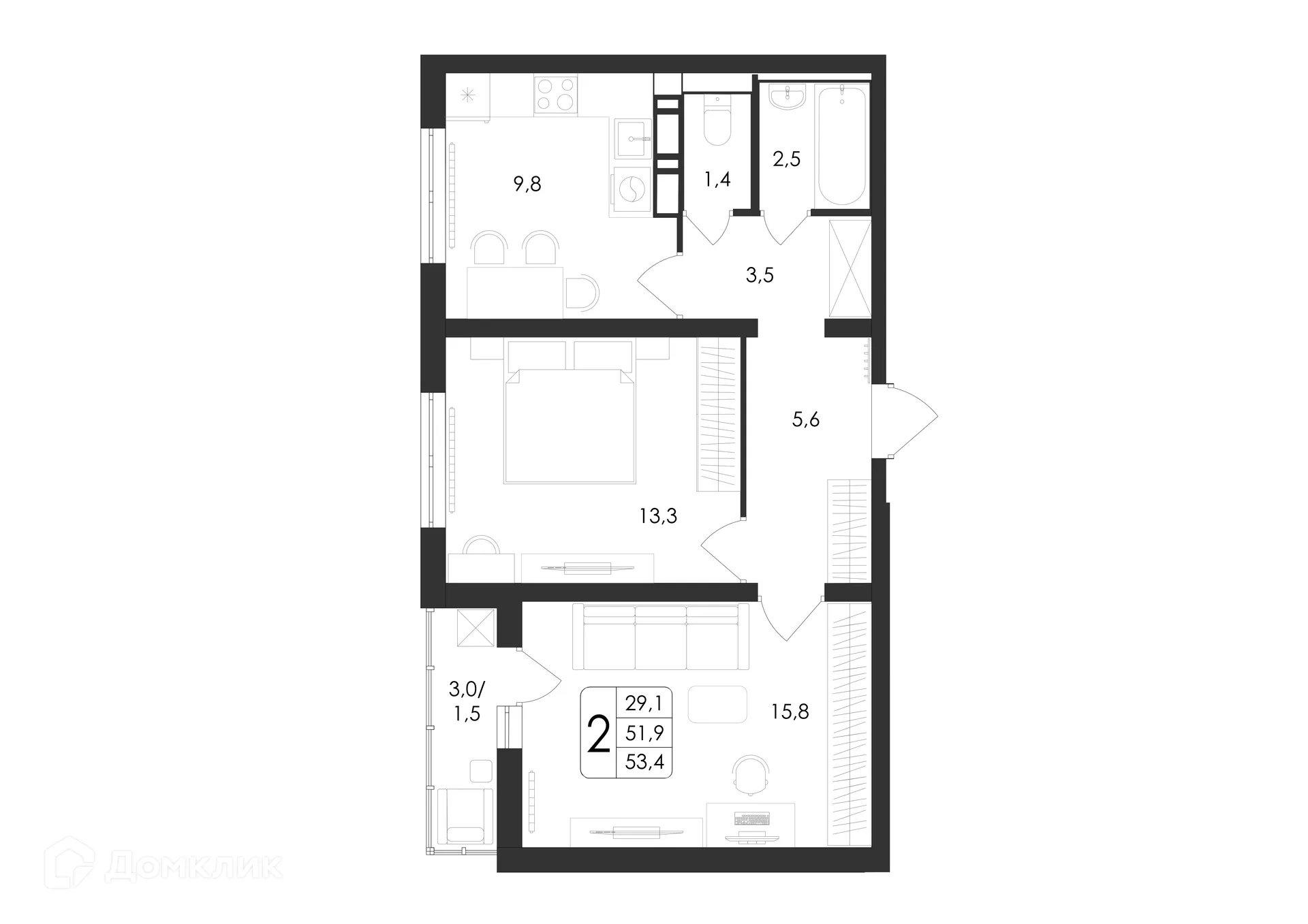 Фото квартиры в ЖК Яблоневые сады