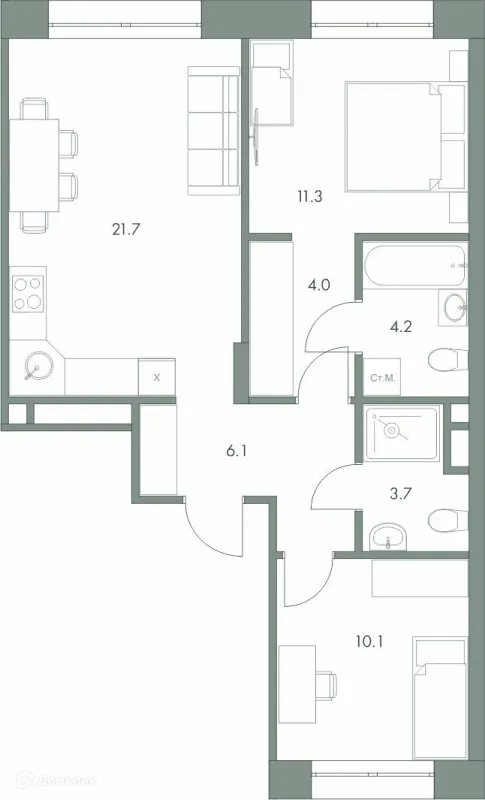 Квартира в ЖК Эко-квартал "Долина Ручьев"
