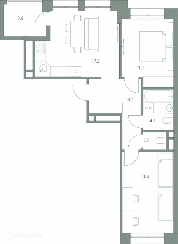 Квартира в ЖК Эко-квартал "Долина Ручьев"