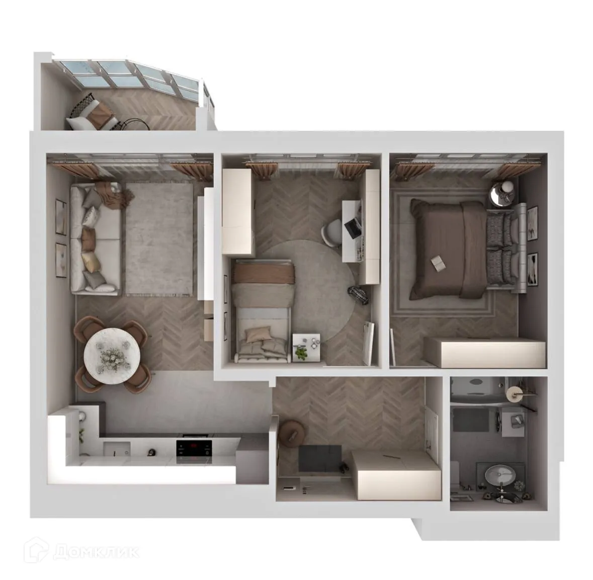 Планировка 2-комнатной квартиры 54.2 м² в ЖК Есенин, г. Ханты-Мансийск — фото 2