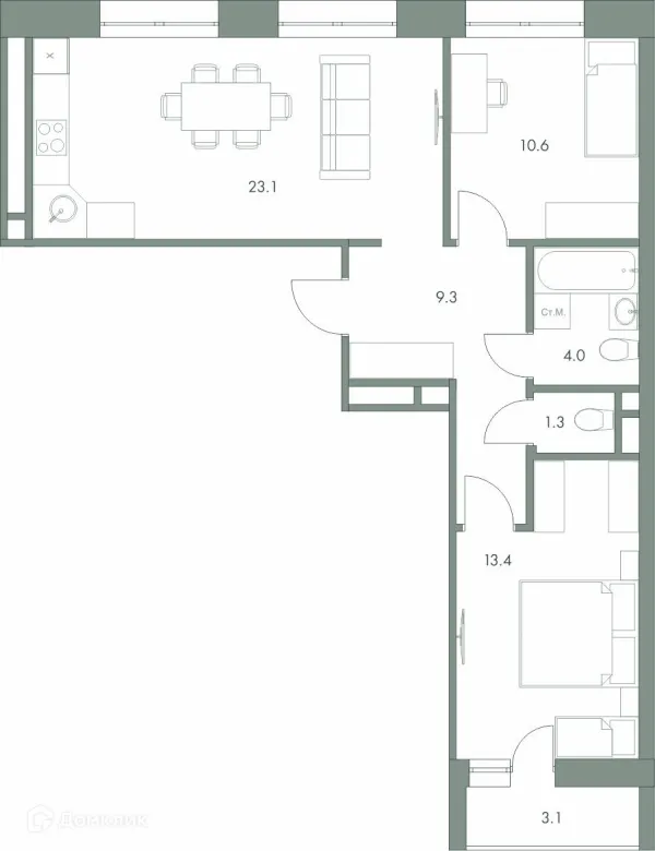 Квартира в ЖК Эко-квартал "Долина Ручьев"