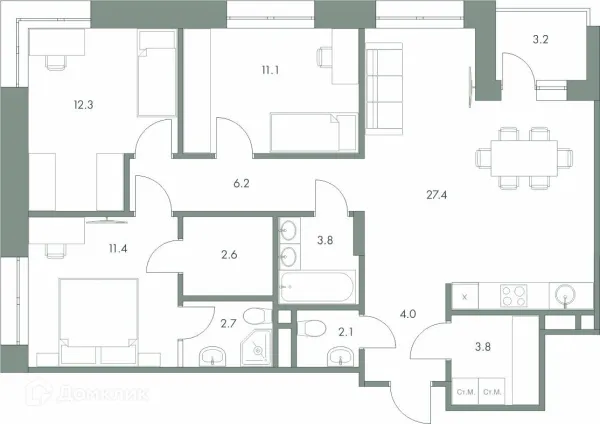 Квартира в ЖК Эко-квартал "Долина Ручьев"