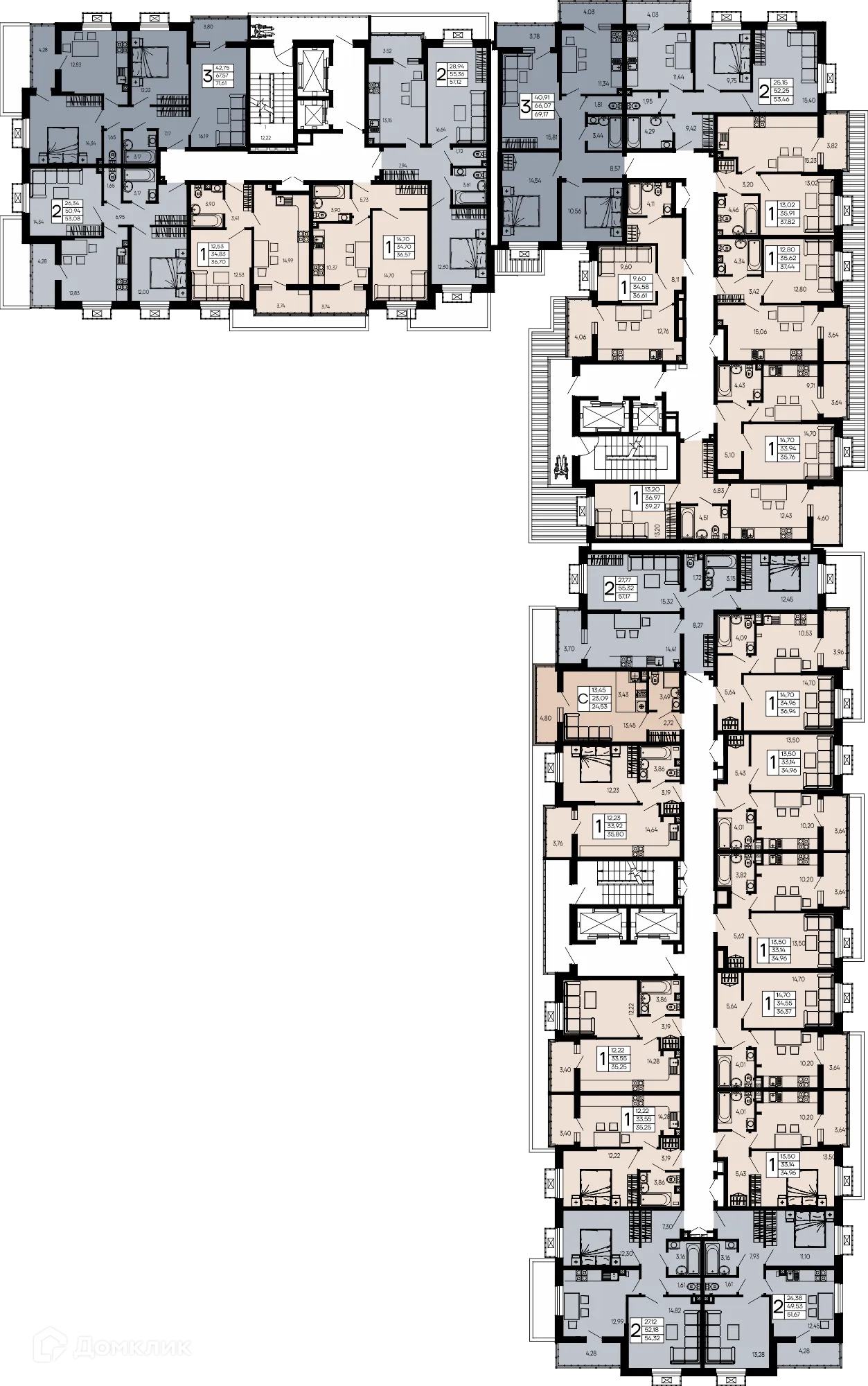 Планировка 2-комнатной квартиры 54.32 м² в "Эпос", г. Майкоп — фото 6