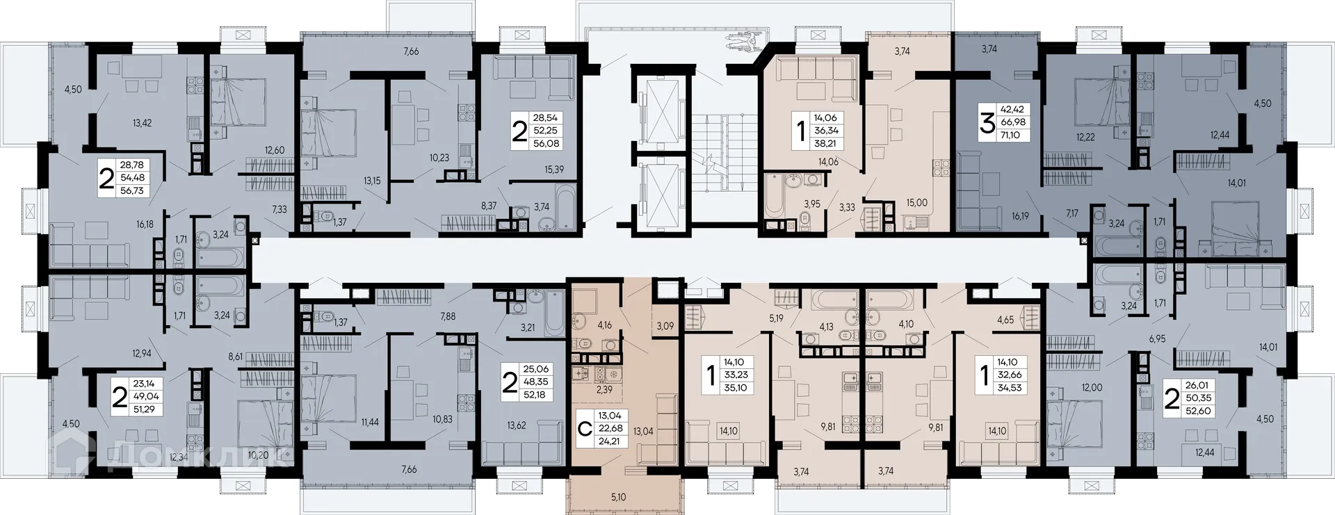 Планировка 1-комнатной квартиры 35.1 м² в "Эпос", г. Майкоп — фото 6