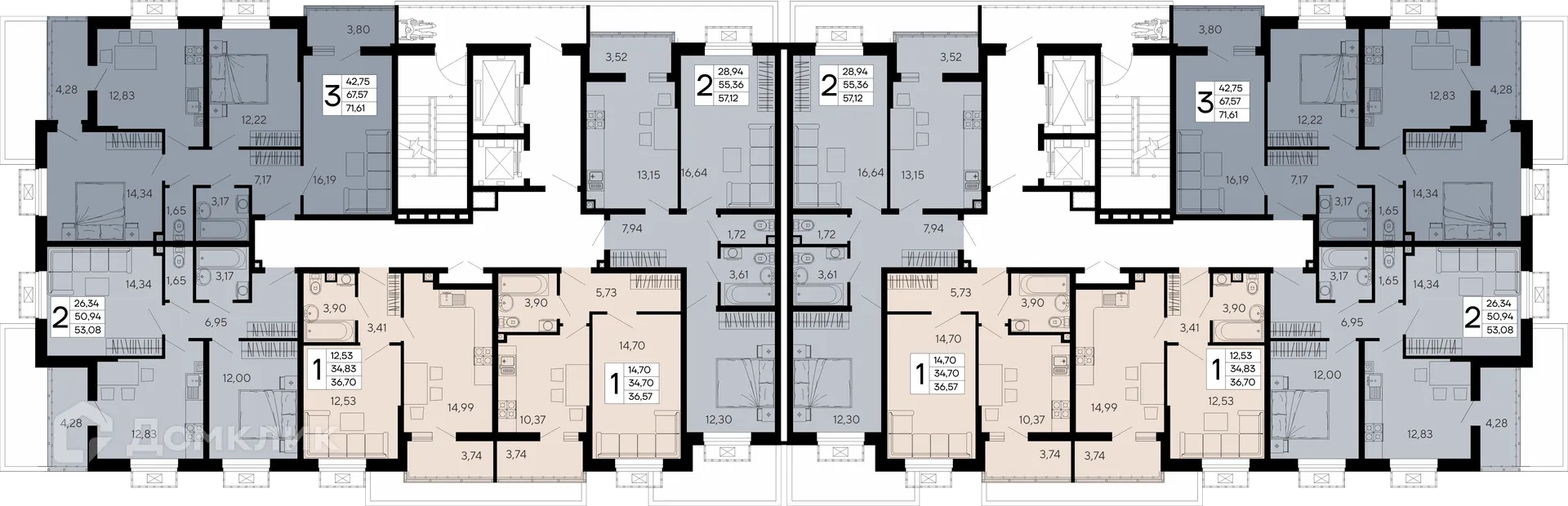 Планировка 1-комнатной квартиры 36.57 м² в "Эпос", г. Майкоп — фото 6