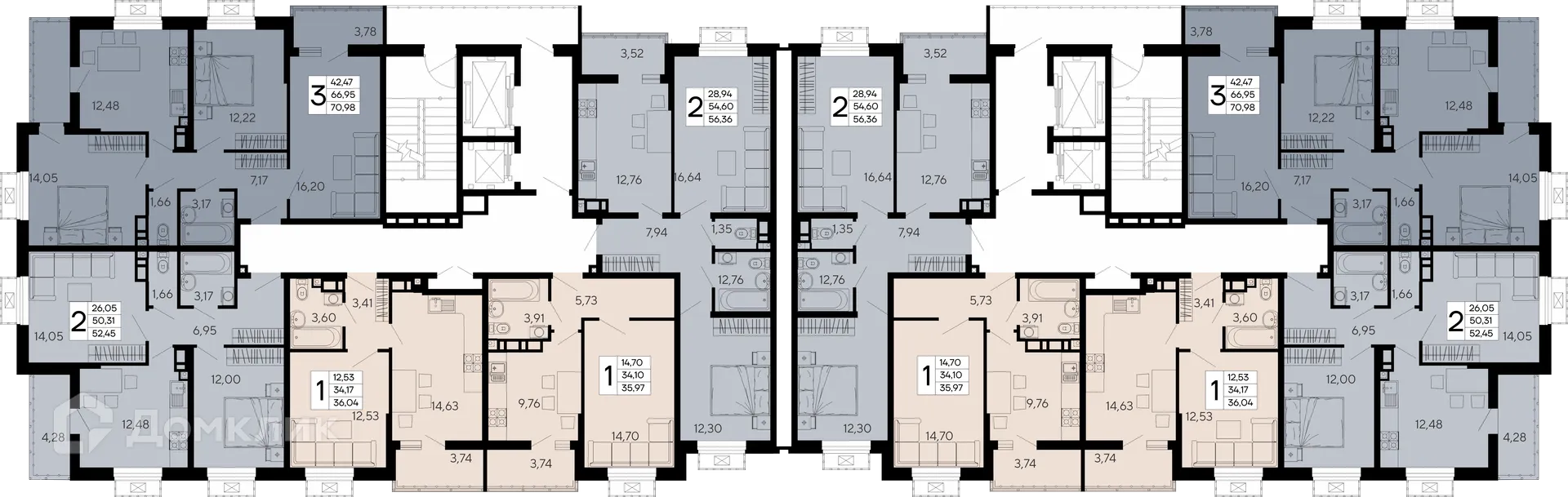 Планировка 1-комнатной квартиры 36.04 м² в "Эпос", г. Майкоп — фото 6