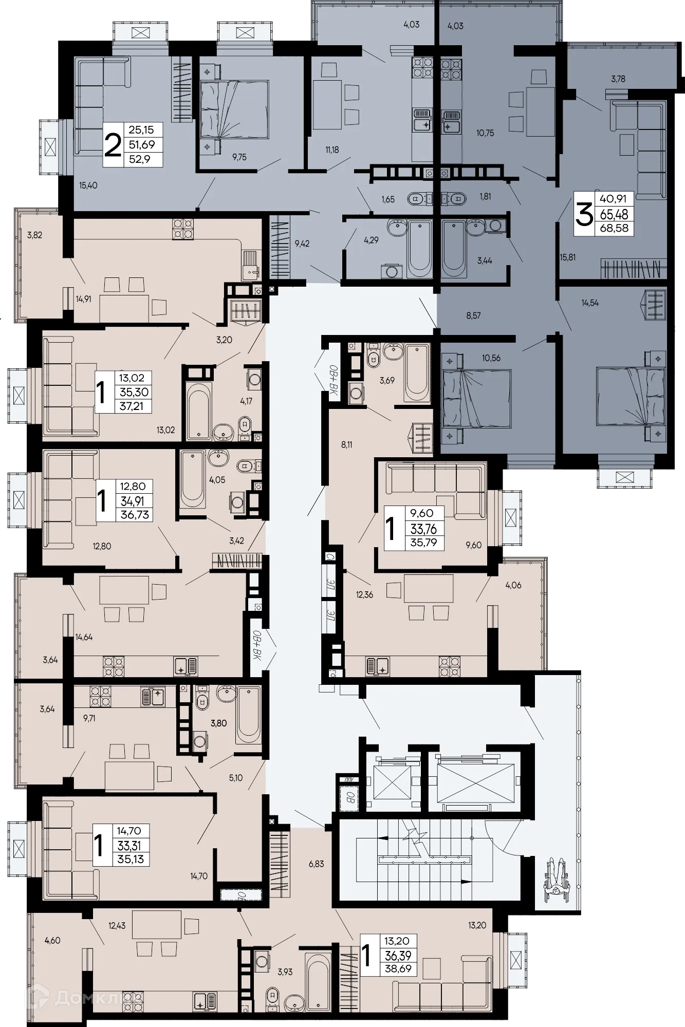 Планировка 1-комнатной квартиры 36.73 м² в "Эпос", г. Майкоп — фото 6