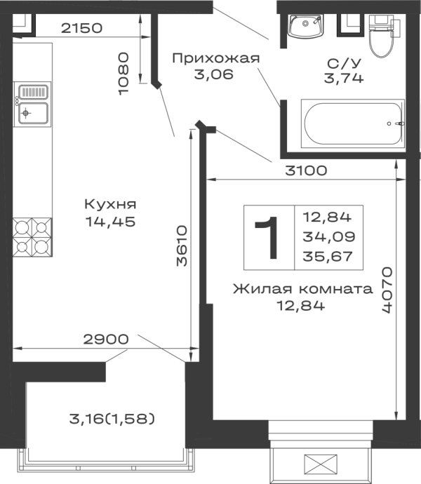 Квартира в ЖК Долина