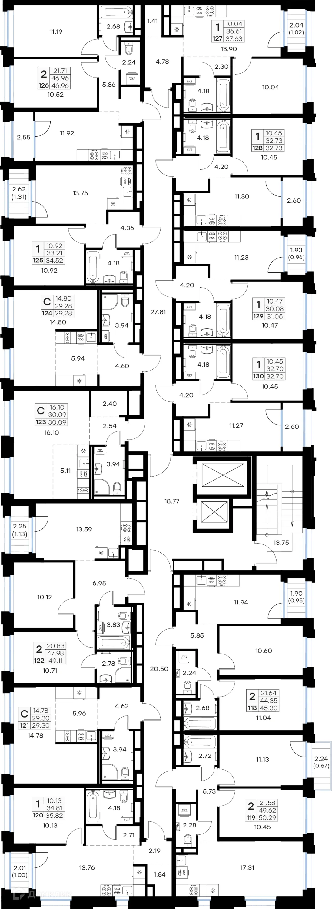 Планировка 2-комнатной квартиры 46.96 м² в Кольский, г. Мурманск — фото 2