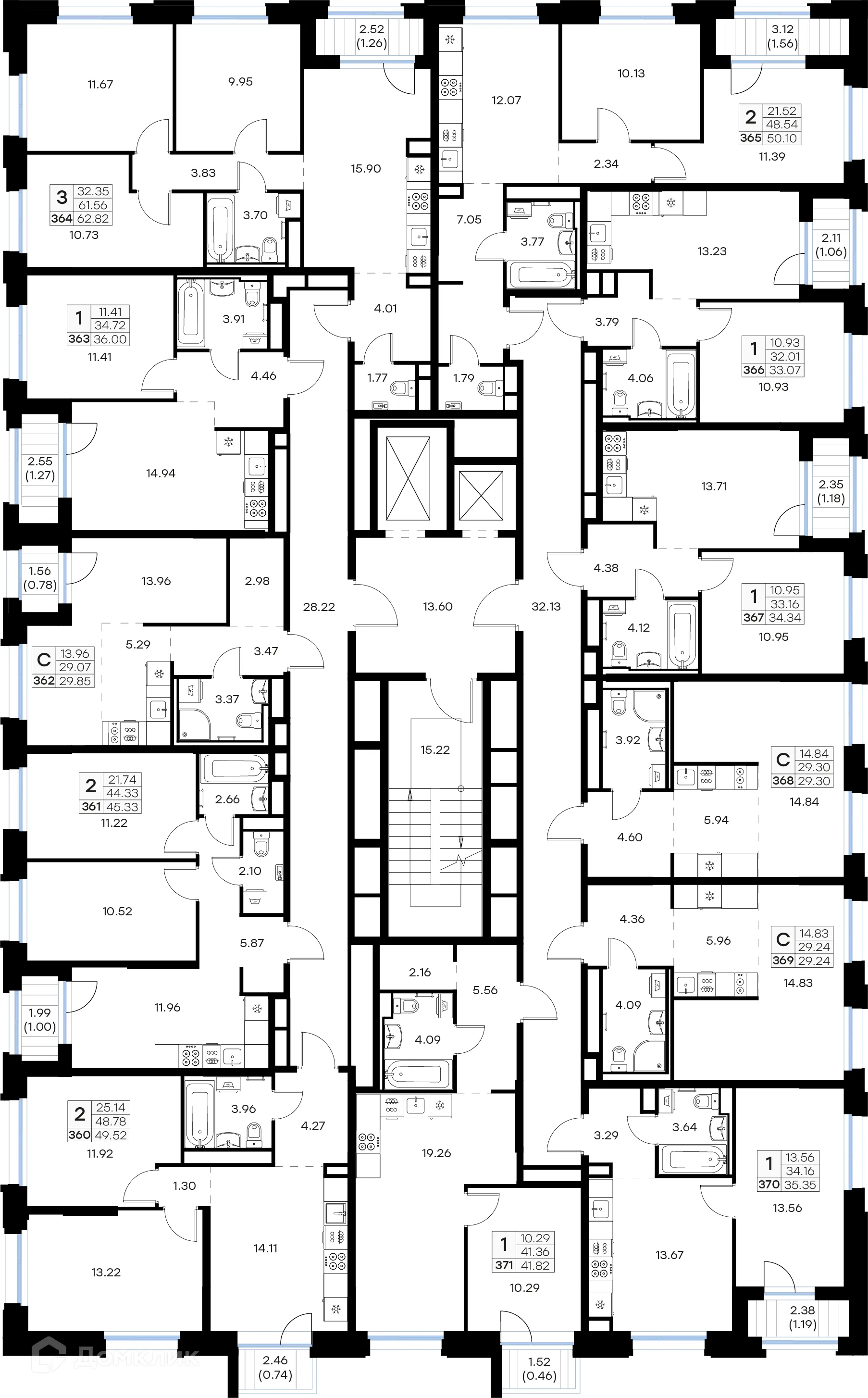 Планировка 1-комнатной квартиры 33.07 м² в Кольский, г. Мурманск — фото 2