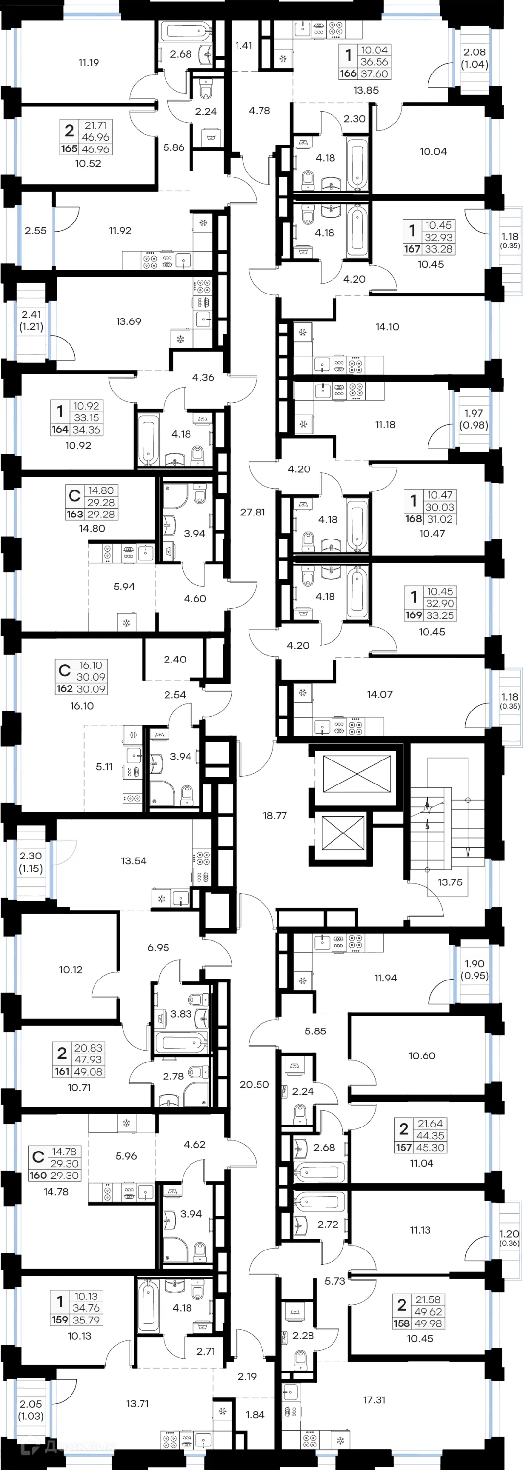 Планировка 1-комнатной квартиры 34.36 м² в Кольский, г. Мурманск — фото 2