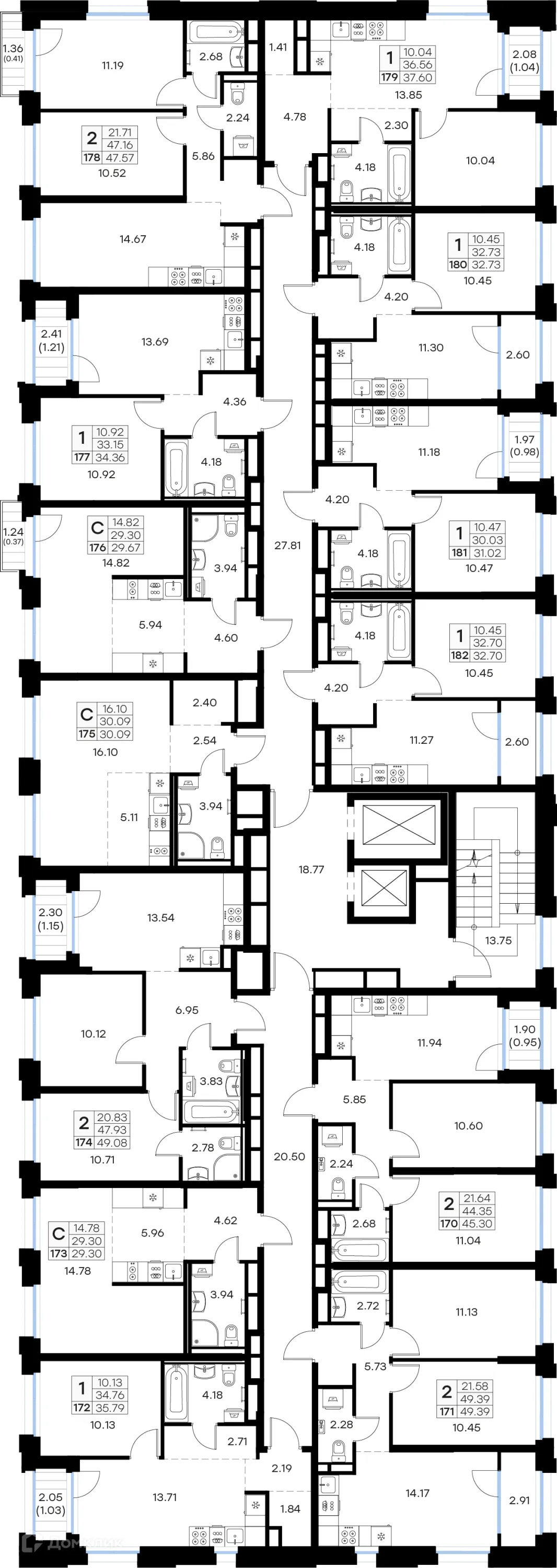 Планировка 2-комнатной квартиры 49.08 м² в Кольский, г. Мурманск — фото 2