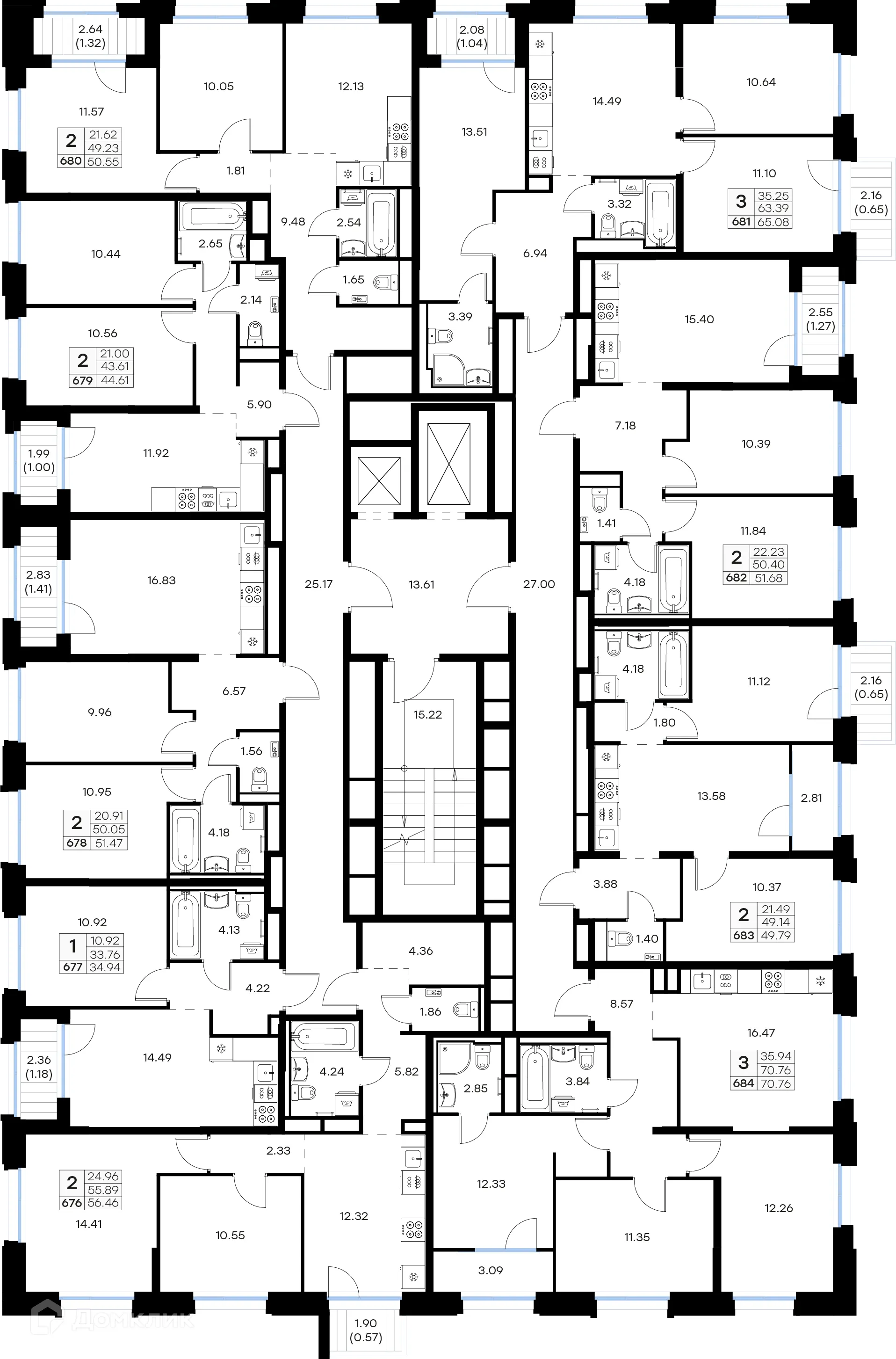 Планировка 3-комнатной квартиры 70.76 м² в Кольский, г. Мурманск — фото 2